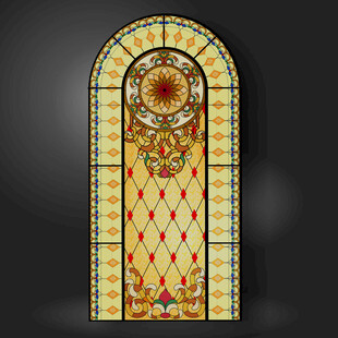 复古彩色玻璃拱形装饰门