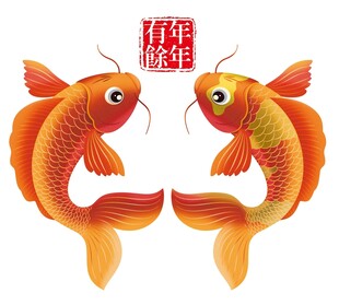 双锦鲤贺岁图