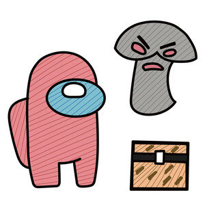 卡通角色与宝箱形象 矢量图