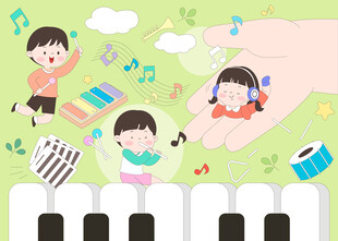 儿童趣味启蒙音乐课钢琴乐器音符