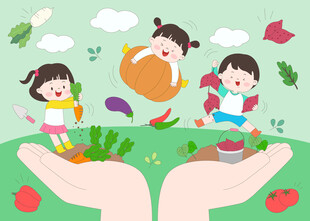 夏季户外农场拔萝卜挖地瓜摘番茄