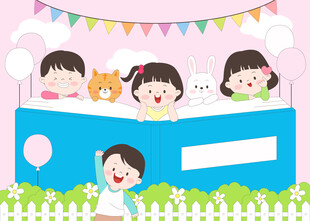 开学季孩子户外读书玩耍儿童教育