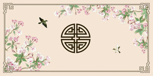 中式花鸟窗棂装饰图案