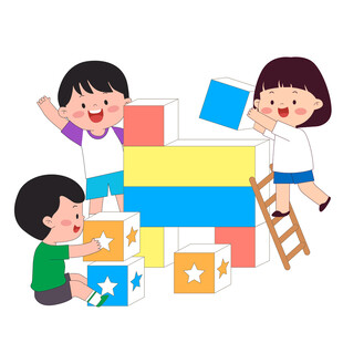 儿童益智游戏堆积木教育插画