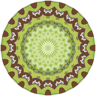 圆形绿棕花纹图案