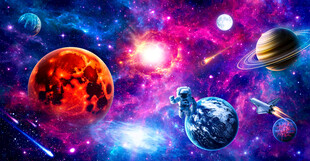 梦幻星球太空黑洞宇宙星空背景墙