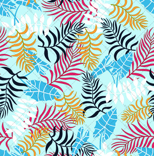 多彩热带植物花纹图案