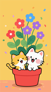 花盆里的可爱猫咪