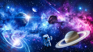 浩瀚星空宇宙星球太空探索背景墙