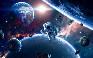 宇宙星球宇航员太空探索陨石背景