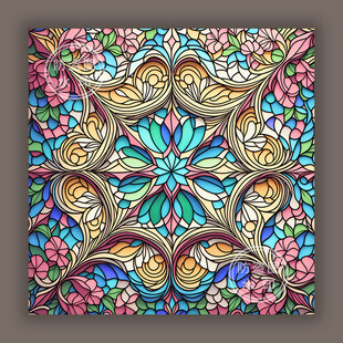 教堂蒂凡尼彩色玻璃万花筒图案