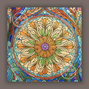 教堂蒂凡尼彩绘玻璃万花筒图案