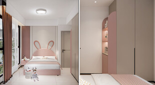 梦幻粉色系儿童卧室空间