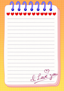 爱心装饰的空白笔记本