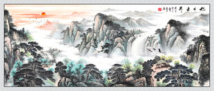 旭日东升国画山水