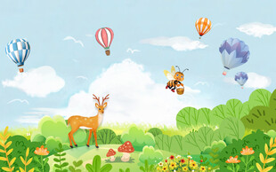 卡通儿童房背景墙