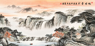 国画瀑布山水