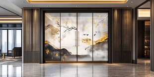 日本画　山水画　金箔背景 金色山水画金箔画图片大全-金色山水画金箔画背景图片-我图网