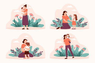 女性与绿植的惬意姿态