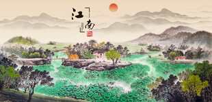 藕塘荷塘江南水乡