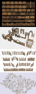 栅栏门篱笆门su模型
