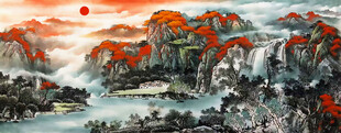 聚宝盆山水画