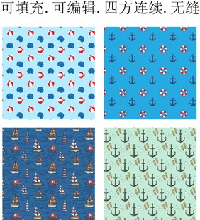 航海元素图案 夏季童装印花