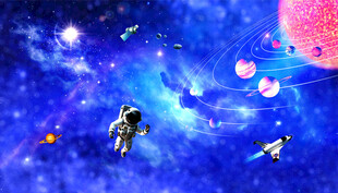 梦幻浩瀚星空宇宙太空星球背景墙