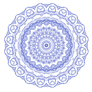 蓝白圆形青花花纹图案