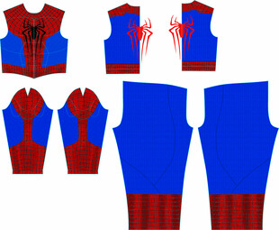 红蓝拼接时尚服装套装