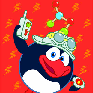 科技风企鹅手持通讯设备