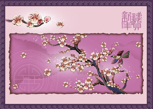 紫色背景下的唯美花枝