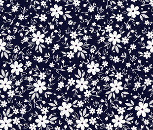 蓝底白花简约花卉图案