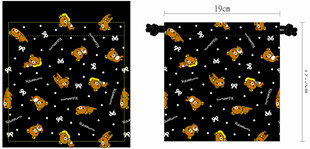 黑猫图案束口袋设计图