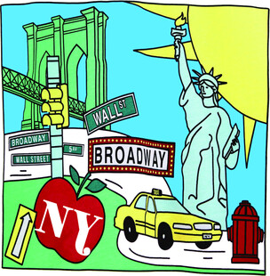 纽约城市元素插画