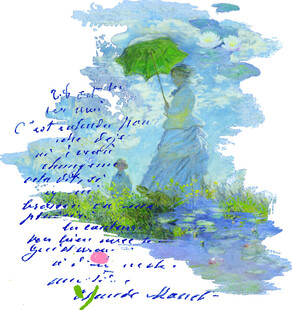 雨中漫步的诗意水彩画