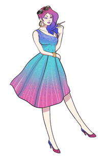 复古风渐变裙时尚女性