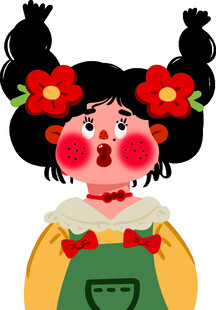 扎双辫戴花的可爱女孩