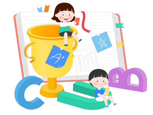 毕业季高考读书看书字母奖杯学习