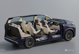 深蓝色多座MPV汽车展示