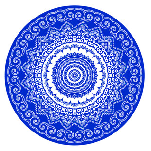 蓝白圆形花纹装饰图案