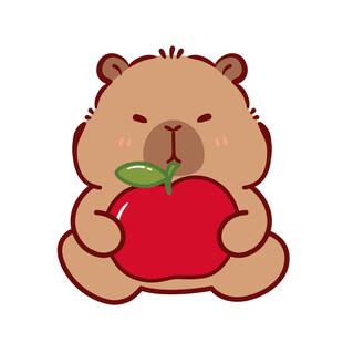 抱苹果的可爱卡皮巴拉