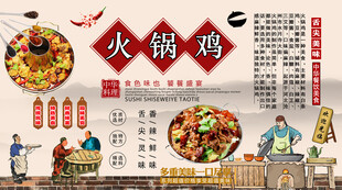 火锅鸡背景墙