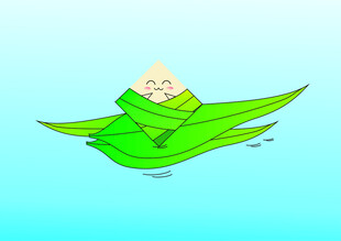 卡通粽叶包裹的可爱粽子