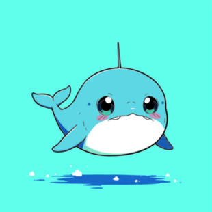 可爱小鲸鱼在水中畅游