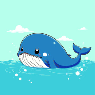 可爱蓝鲸在水中畅游