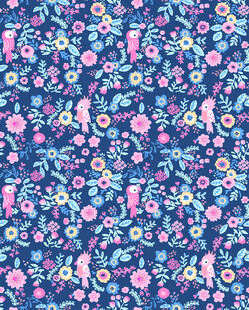 梦幻花卉海马图案布料