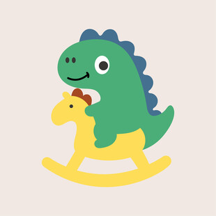 恐龙骑木马可爱卡通形象