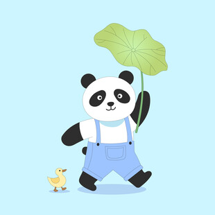 撑荷叶的可爱熊猫