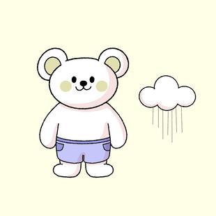 雨中站立的可爱小熊